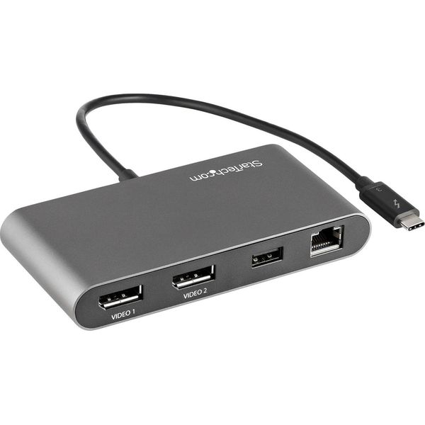 Startech.Com Thunderbolt 3 Mini Dock - Docking Station TB3 Portatile Per Doppio Monitor Displayport 4K 60Hz -USB- A Hub (Usb 3.0/5 Gbps) E Gbe - Cavo Da 28 Cm - Adattatore Multiporta Per Laptop - Mac/Windows-image
