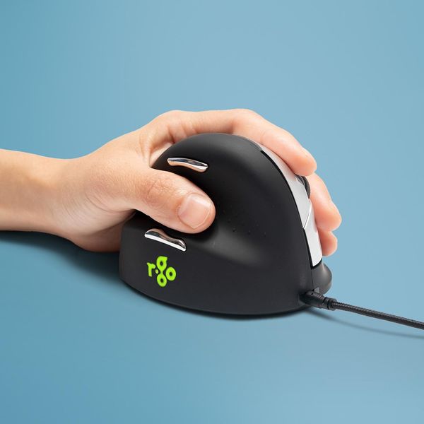 R-GO Tools R-Go Tools Mouse Ergonomico R-Go He Break Con Software Break, Grande (Dimensione Della Mano ≥ 185 Mm), Per Mancini, Con Cavo, Nero-image