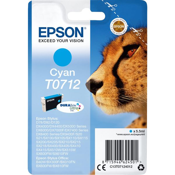 Epson T0712 - 5,5 Ml - Ciano - Originale - Cartuccia D'inchiostro-image