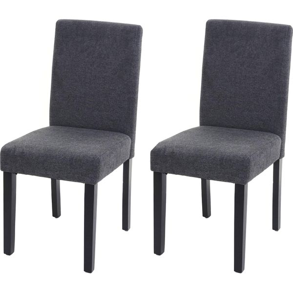 Set Di 2 Sedie Per Sala Da Pranzo Sedia Da Cucina Littau ~ Tessuto, Grigio Antracite, Gambe Scure-image