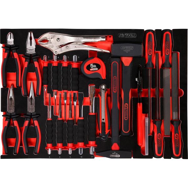 Ks Tools Set Di Pinze / Martello / E Scalpello Con Inserto In Schiuma 33 Pz - 811.0033-image