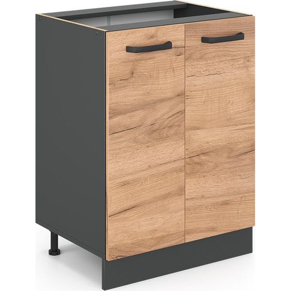 Vicco Mobiletto Base Cucina R-Line, 60 Cm Senza Piano Di Lavoro, Quercia Dorata/Antracite-image