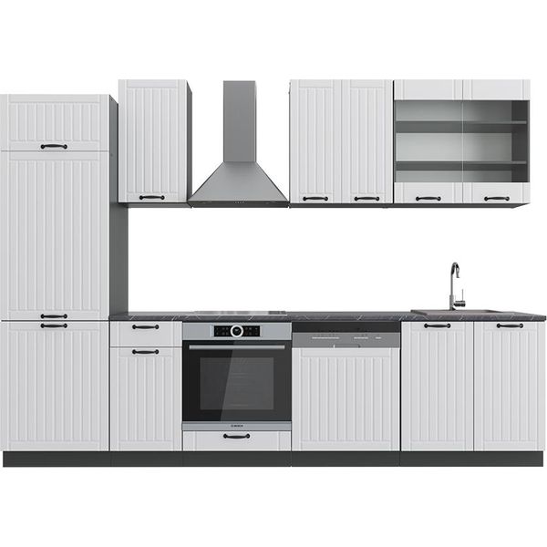 Vicco Cucina Componibile Fame-Line, 300 Cm Senza Piano Di Lavoro, Bianco Casa Di Campagna/Antracite-image