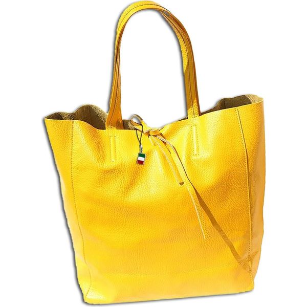 Florence Shopper Donna Vera Pelle Maniglia Giallo 30X35X15 Cm OTF112Y-image