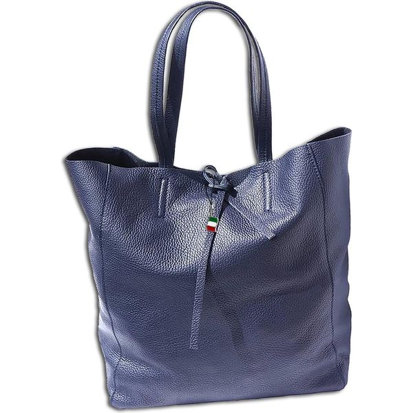 Florence Shopper Donna Vera Pelle Maniglia Blu 30X35X15 Cm OTF112M-image