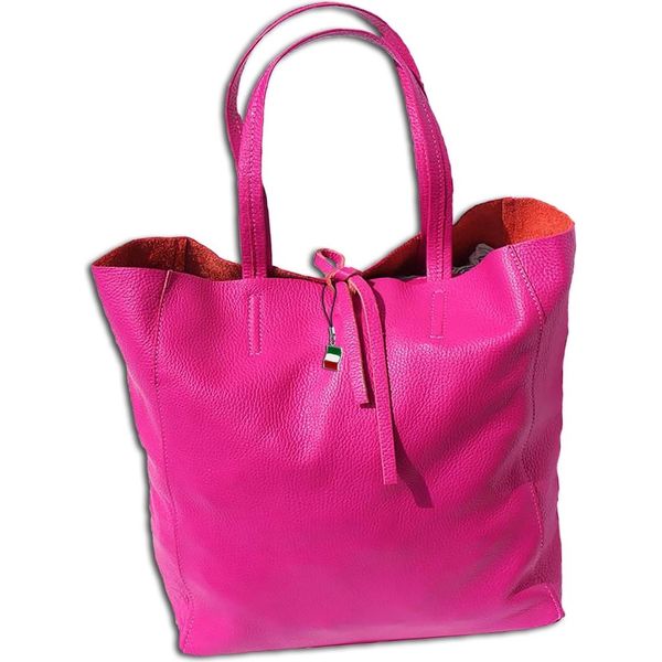 Florence Shopper Donna Vera Pelle Maniglia Rosa 30X35X15 Cm OTF112P-image