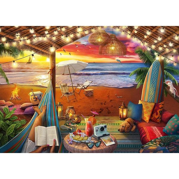 Puzzle Ravensburger Luoghi Accoglienti: Beach Cabana Xxl 500 Pezzi-image