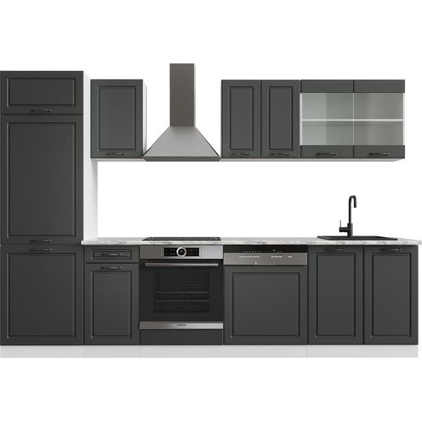 Vicco Cucina Componibile R-Line, 300 Cm , Pt Marmo, Antracite Casa Di Campagna/Bianco-image