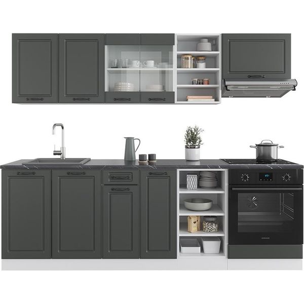 Vicco Cucina Componibile R-Line, 240 Cm Senza Piano Di Lavoro, Antracite Casa Di Campagna/Bianco-image