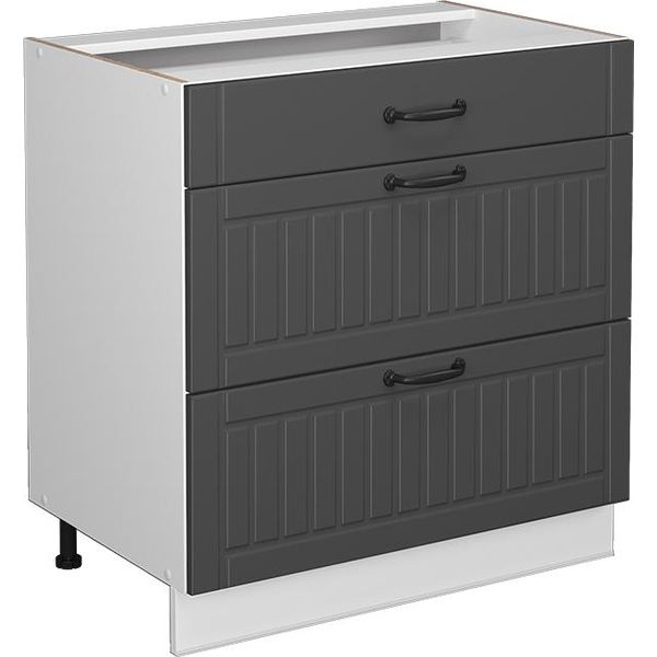Vicco Mobiletto Base Per Cucina Fame-Line, 80 Cm Con 3 Cassetti, Senza Piano Di Lavoro, Antracite/Bianco-image