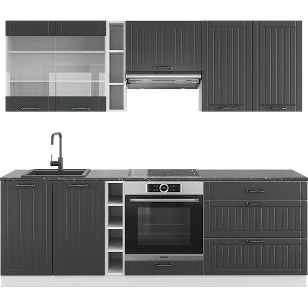 Vicco Cucina Componibile Fame-Line, 235 Cm Senza Piano Di Lavoro, Antracite Casa Di Campagna/Bianco-image