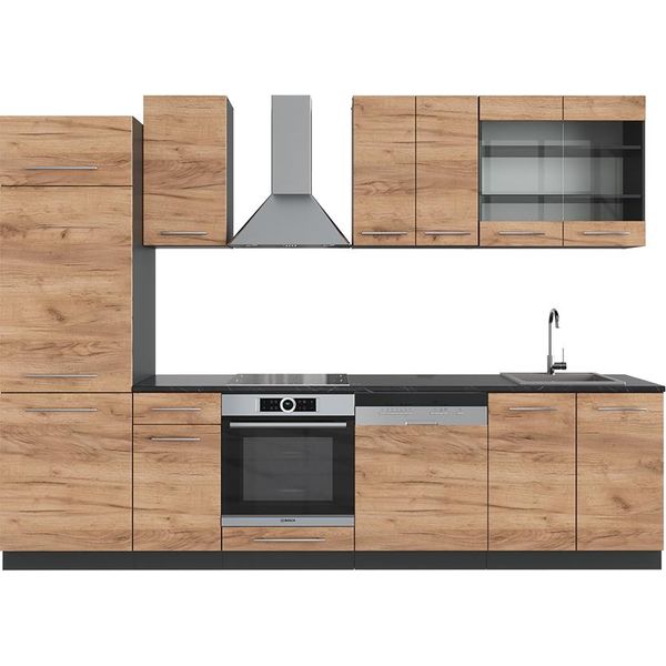 Vicco Cucina Componibile Fame-Line, 300 Cm , Pt Antracite, Quercia Dorata/Antracite-image
