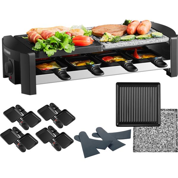 Steinborg Raclette Grill | Raclette Party Grill Per 8 Persone | Con Superficie Grill Combinata-image