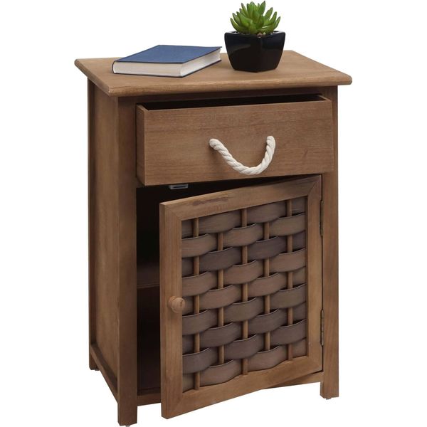 Cassettiera HWC-K83, Mobile Cassettiera, Legno 55X39,5X28,5 Cm ~ Marrone Scuro, Polyrattan Marrone Scuro-image