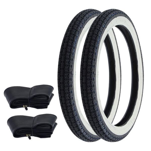 2X Pneumatici Whitewall Cit H-675 2.25-16 (2 1/4 X 16) 38J Tt + Camera D'aria-image