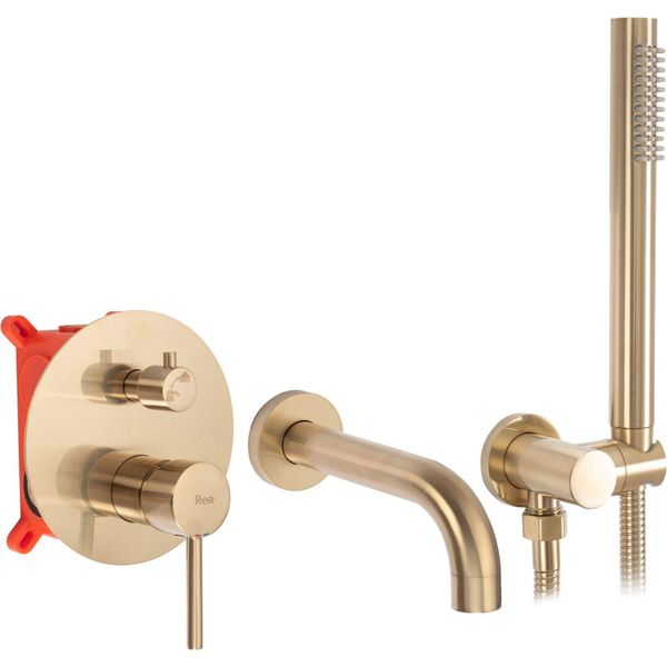 Rubinetto Da Vasca Rea Lungo Gold Brush + Box-image