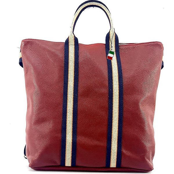 Firenze Pelle Tela Zaino Borsa Città Zaino Rosso Blu Beige OTF609R-image