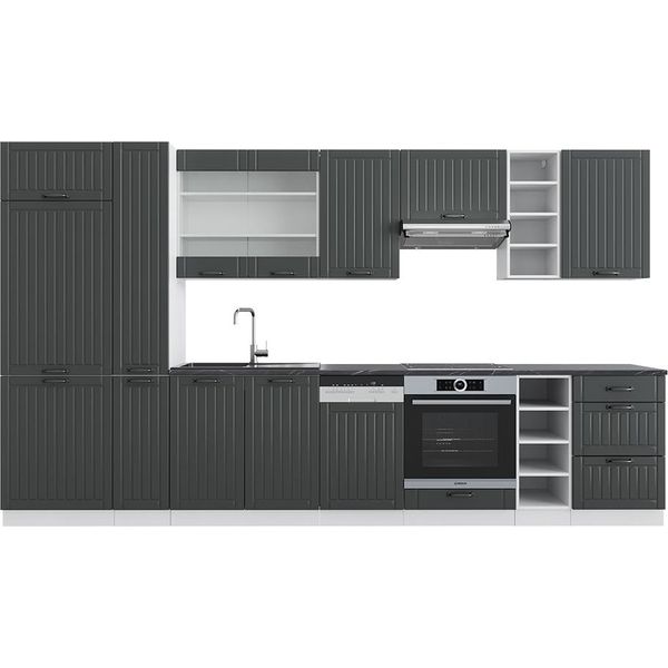 Vicco Cucina Componibile Fame-Line, 355 Cm , Pt Antracite, Antracite Casa Di Campagna/Bianco/Bianco-image