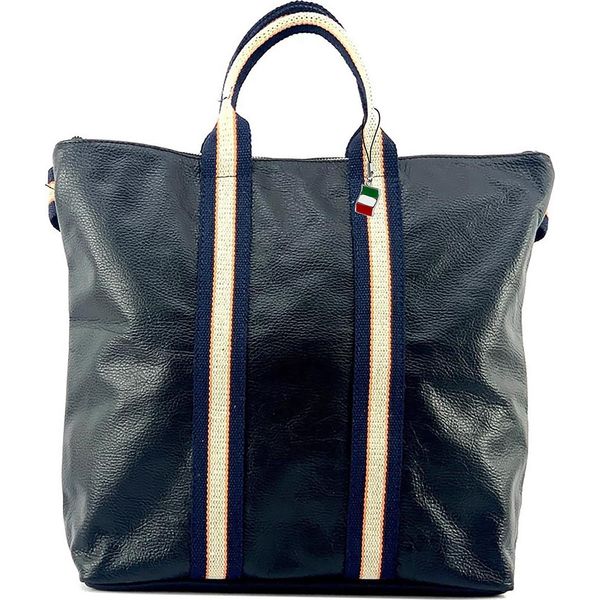 Firenze Pelle Tela Zaino Borsa Città Zaino Nero Blu Beige OTF609S-image