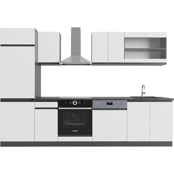 Vicco Cucina Componibile R-Line, 300 Cm , Pt Antracite, Bianco/Antracite-image