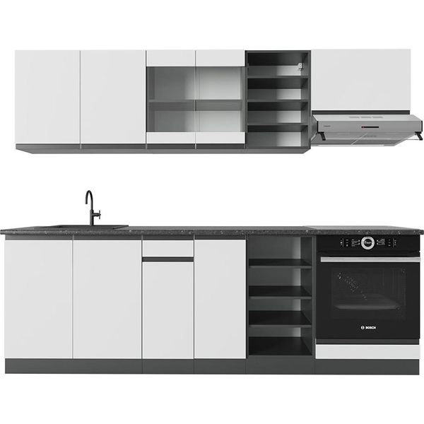 Vicco Cucina Componibile R-Line, 240 Cm , Pt Antracite, Bianco/Antracite-image