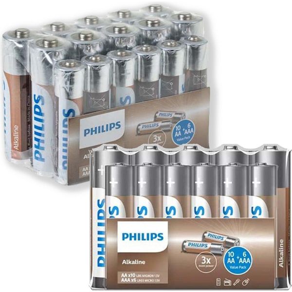 Philips LR036A16F/10 Batteria Per Uso Domestico Batteria Monouso Stilo Aa, Mini Stilo Aaa Alcalino-image