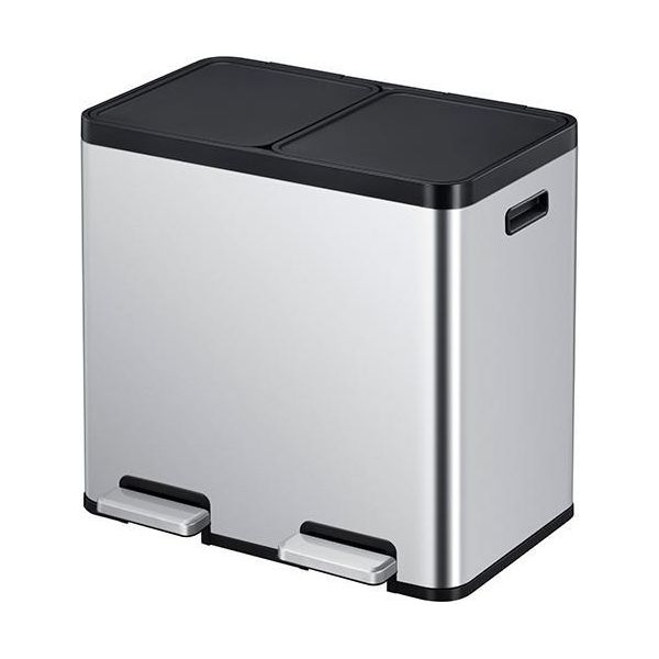 Eko - Pattumiera A Pedale Essential 1 Recycler 22+22 Litri - Plastica Acciaio Inox - Acciaio Inox Opaco-image