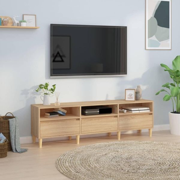 The Living Store Mobile Tv Rovere Sonoma 150X30X44,5 Cm Materiale In Legno-image