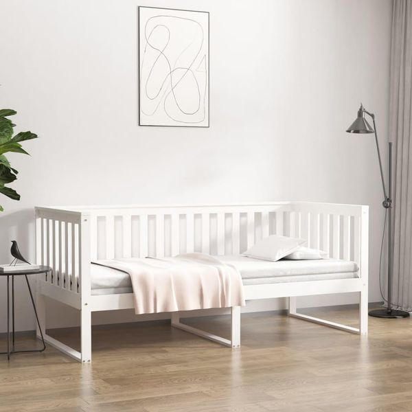 The Living Store Letto Da Giorno Bianco 100X200 Cm In Legno Di Pino Massiccio-image