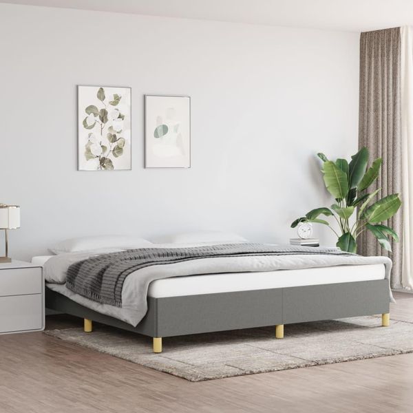 The Living Store Struttura Letto In Tessuto Grigio Scuro 200X200 Cm-image