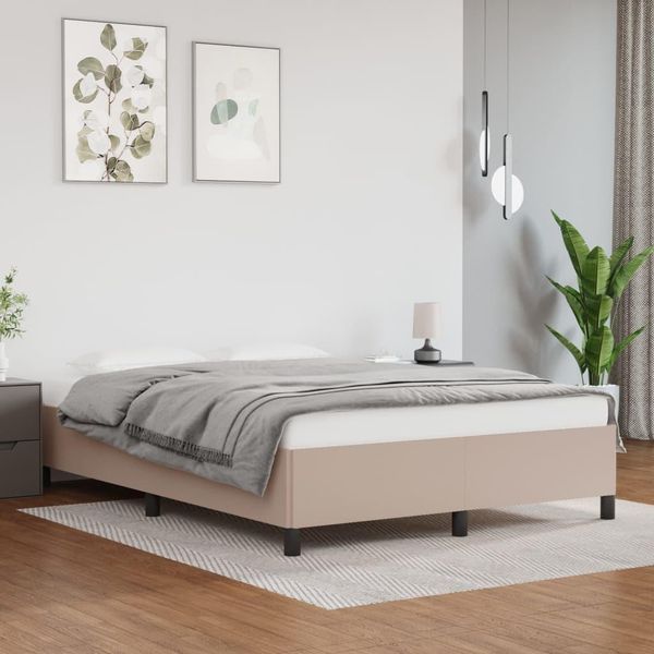 The Living Store Rete Cappuccino Marrone 140X200 Cm In Pelle Finta-image