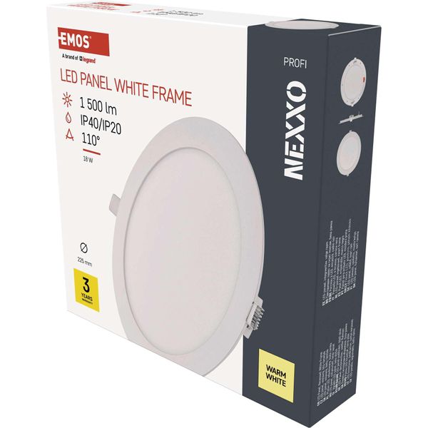 Emos Pannello Led Bianco Da Incasso Rotondo 225Mm 18W Premium Colore Della Luce: Bianco Caldo ZD1144-image