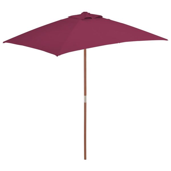The Living Store Ombrellone Con Palo In Legno 150 X 200 Cm Rosso Bordeaux-image