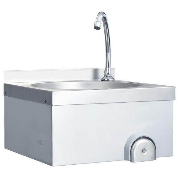 The Living Store Lavamano Con Rubinetto In Acciaio Inox E Dispenser Di Sapone-image