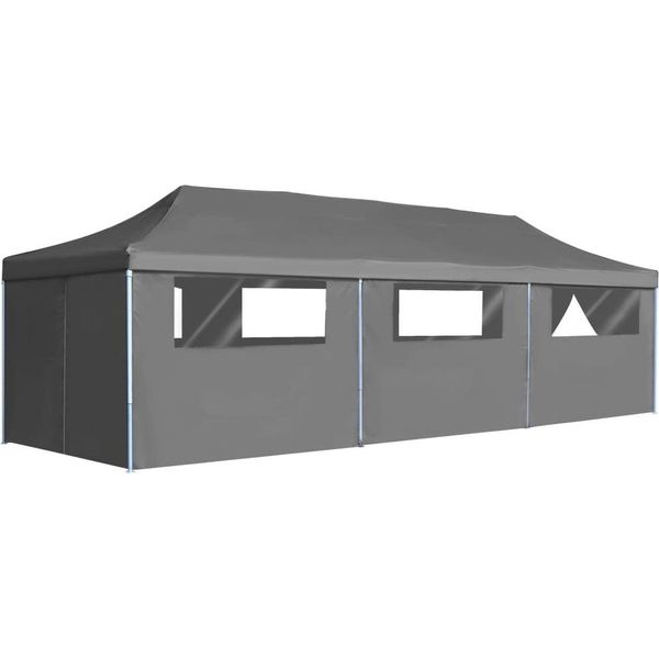 The Living Store Tenda Pieghevole Per Feste Pop-Up Con 8 Pareti Laterali 3X9 M Antracite-image
