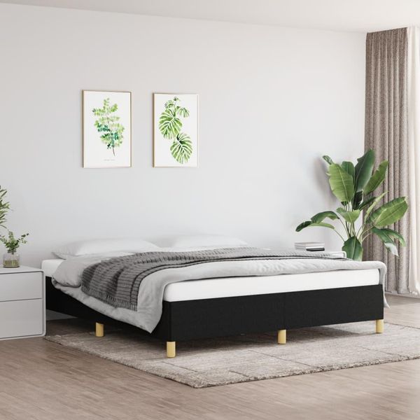 The Living Store Struttura Letto Nera 160X200 Cm In Tessuto-image