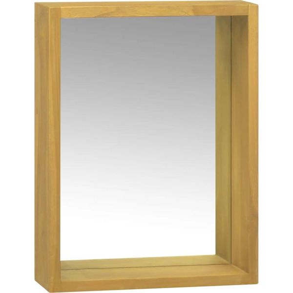 The Living Store Mobile A Specchio 30X10X40 Cm In Legno Massiccio Teak-image
