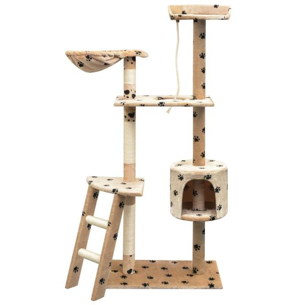 The Living Store Tiragraffi Per Gatti In Sisal 150 Cm Beige Con Impronta Di Zampa-image