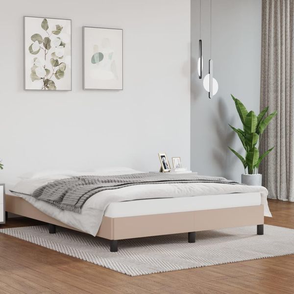 The Living Store Rete Cappuccino Marrone 140X190 Cm In Pelle Finta-image