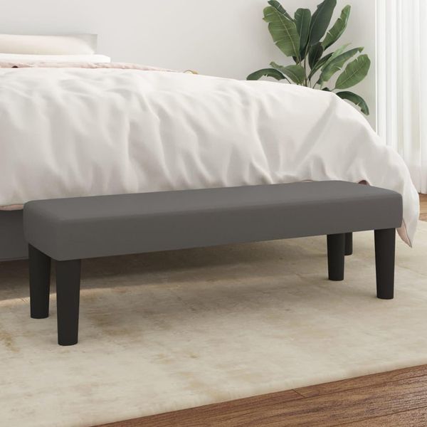 The Living Store Panca Grigia 100X30X30 Cm In Pelle Finta-image