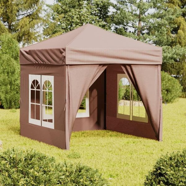 The Living Store Tenda Per Feste Pieghevole Con Pareti Laterali Taupe 2X2 M-image