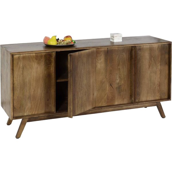 Credenza HWC-L96, Credenza Cassettiera, 4 Scomparti E 4 Ripiani, Legno Di Mango Massiccio 72X146X43Cm Mvg, Naturale-image