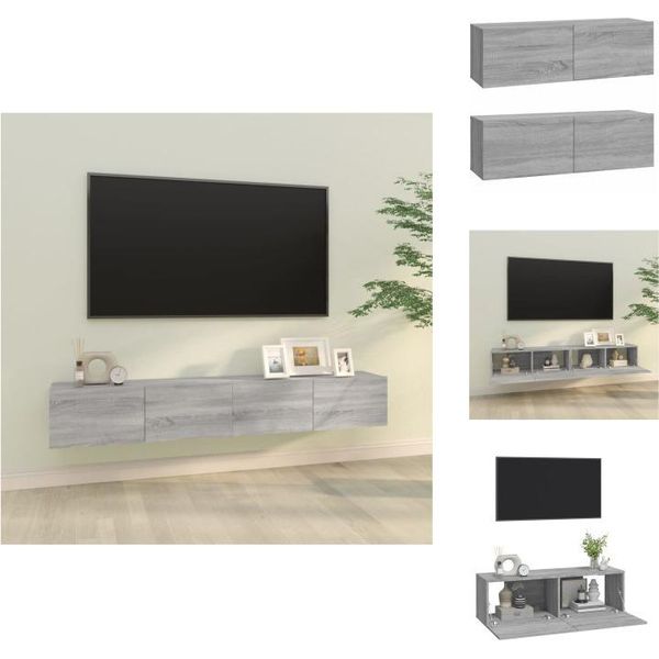Vidaxl Mobili Tv A Parete 2 Pz. Grigio Sonoma 100X30X30 Cm Materiale A Base Di Legno - Mobili Tv-image