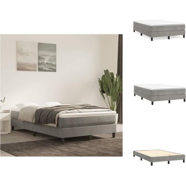Vidaxl Letto Boxspring Grigio Chiaro 120X200 Cm In Velluto - Letti E Strutture Letto-image