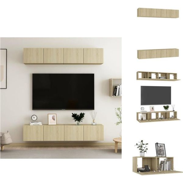 Vidaxl Mobili Tv 4 Pezzi Rovere Sonoma 80X30X30 Cm Materiale A Base Di Legno - Mobili Tv-image