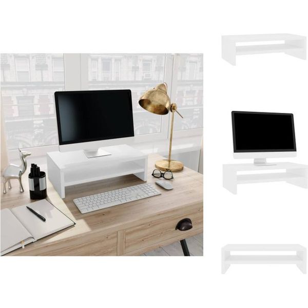 Vidaxl Supporto Per Monitor Bianco 42X24X13 Cm In Legno - Mobili Per Tv-image