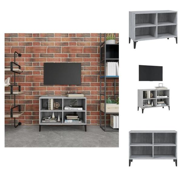 Mobile Tv Vidaxl Con Gambe In Metallo Grigio Sonoma 69,5X30X50 Cm - Mobili Tv-image