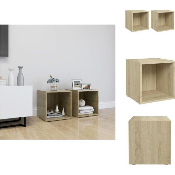 Vidaxl Mobili Tv 2 Pezzi Rovere Sonoma 37X35X37 Cm Materiale A Base Di Legno - Mobili Tv-image