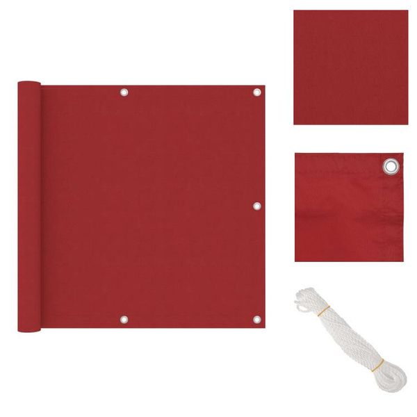Vidaxl Schermo Privacy Per Balcone Rosso 90X400 Cm Tessuto Oxford - Ombrelloni E Tende Da Sole-image