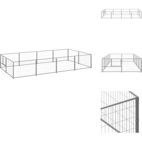 Vidaxl Cuccia Per Cani Silver 8 M² In Acciaio - Cucce Per Cani E Recinti-image